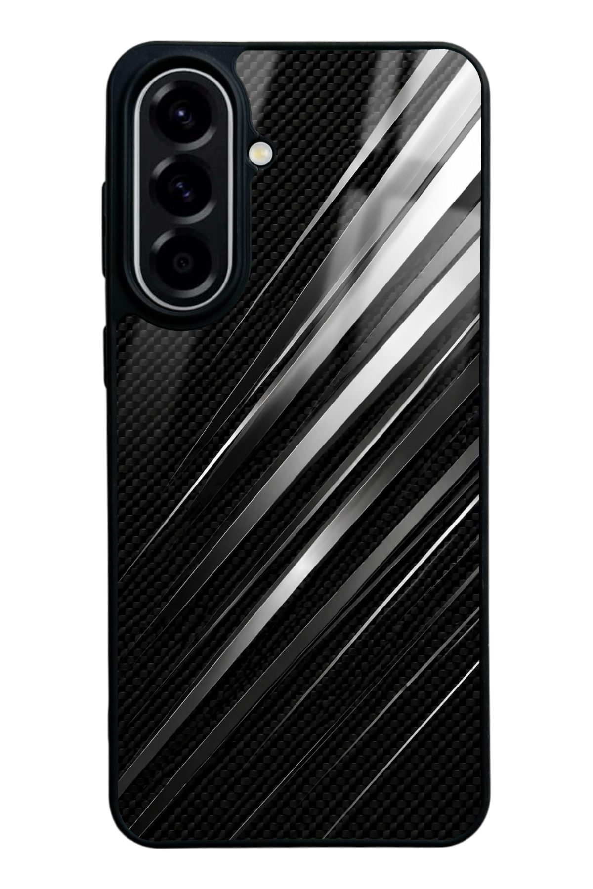 Gümüş karbon desenli telefon kılıfı — Samsung A57