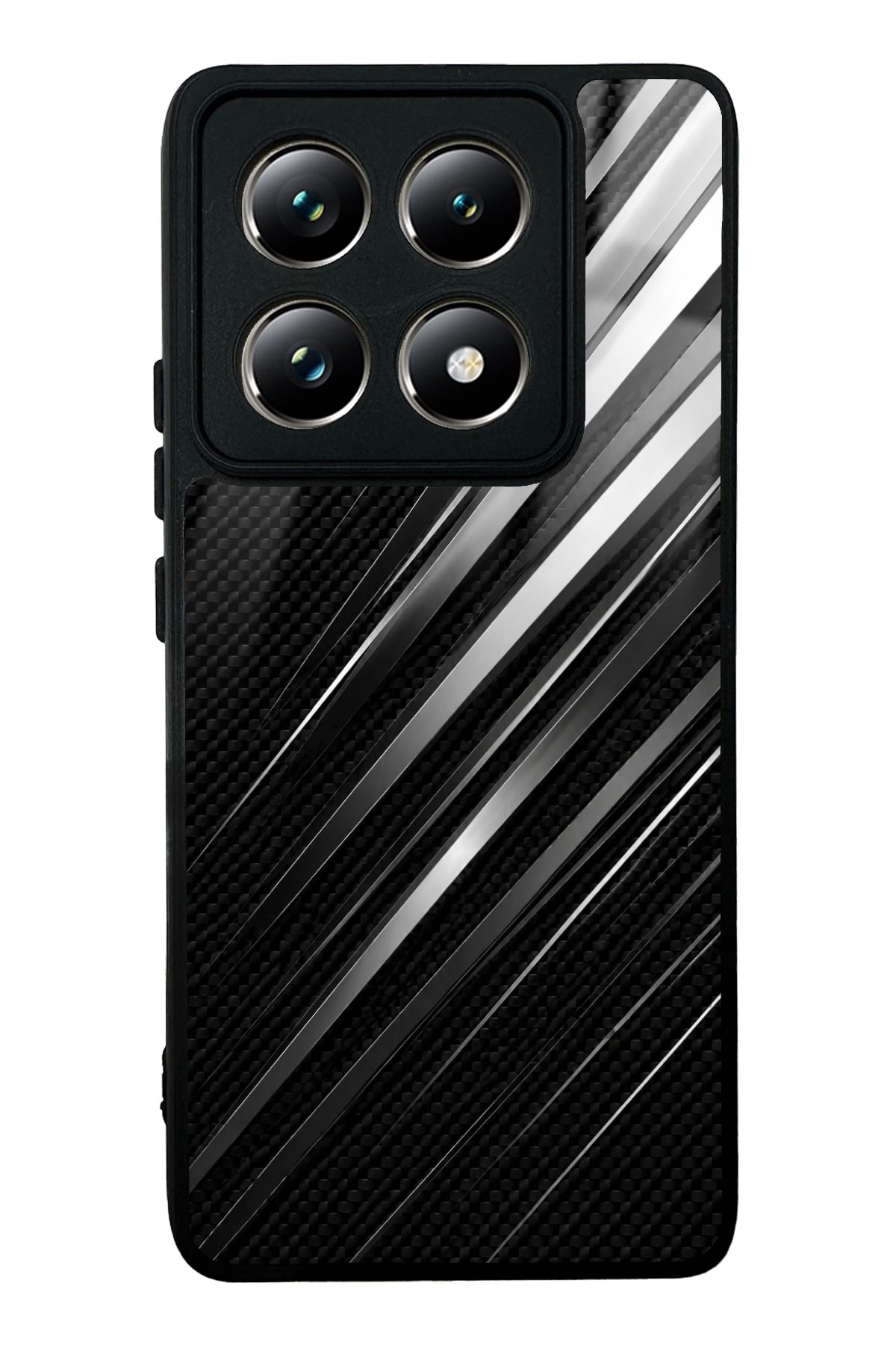 Gümüş karbon desenli telefon kılıfı — Xiaomi Mi 14T Pro